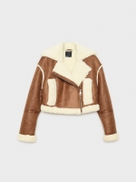 %Pto% Aviator jacket sheep sheepskin brown front view