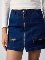 %Pto% Denim mini skirt with zipper blue