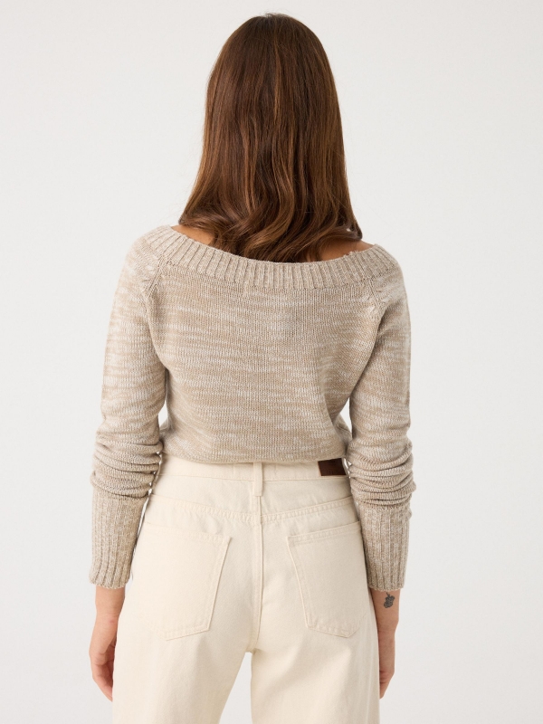 Marbled boat sweater beige middle back view