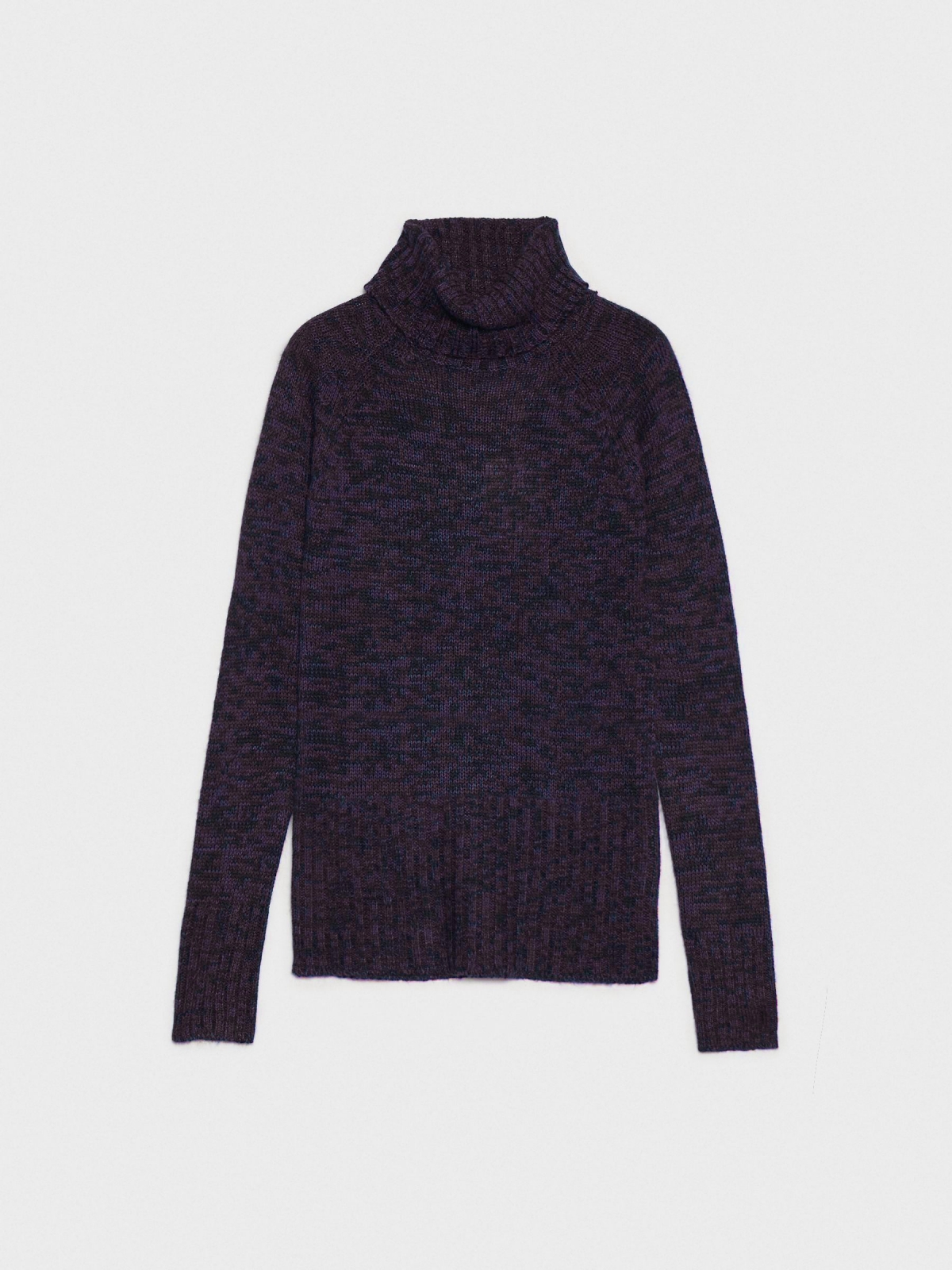 %Pto% Jersey jaspeado cuello alto berenjena