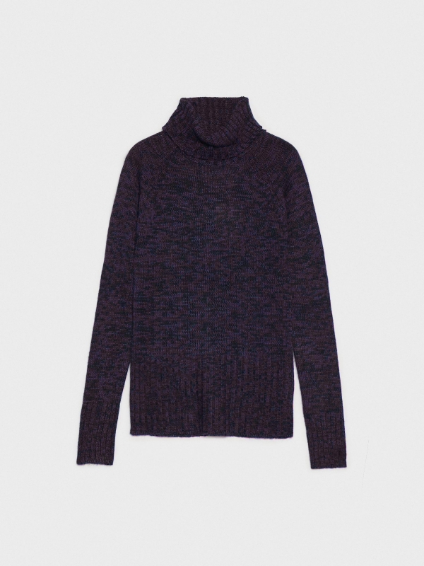  Camisola de gola alta em malha polar beringela