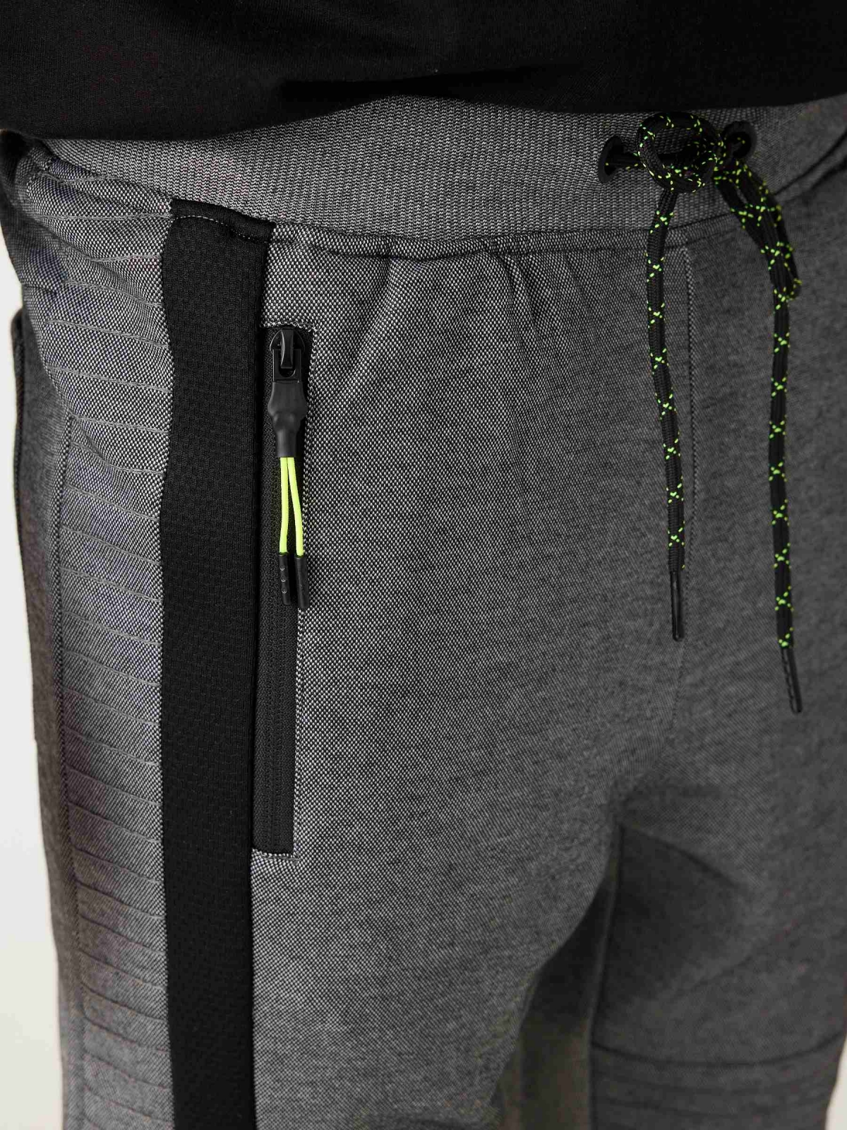 Jogger pants with zippers grey detail view