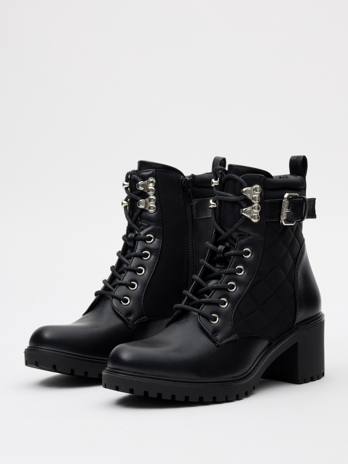 Nylon ankle boots with buckle 45º front view