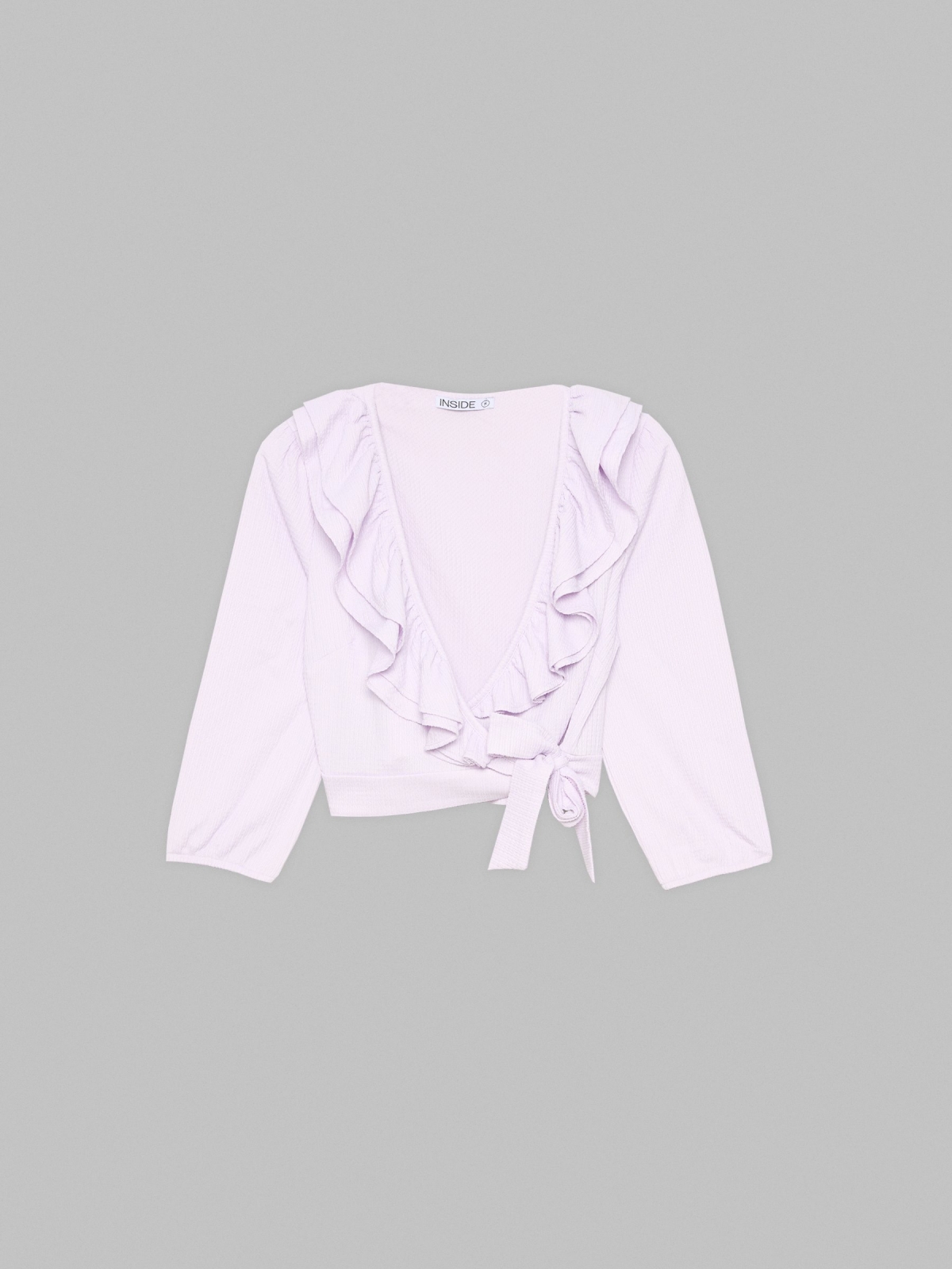  Ruffle crop top mauve front view