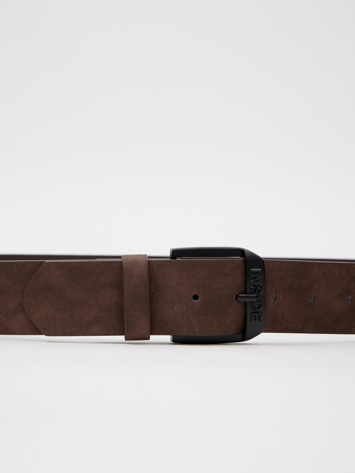 Brown leatherette belt brown detail view