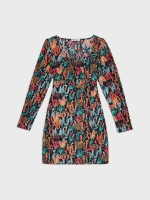 %Pto% Vestido mini print corales multi negro