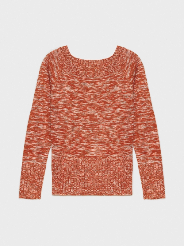  Camisola com gola de barco em mármore laranja