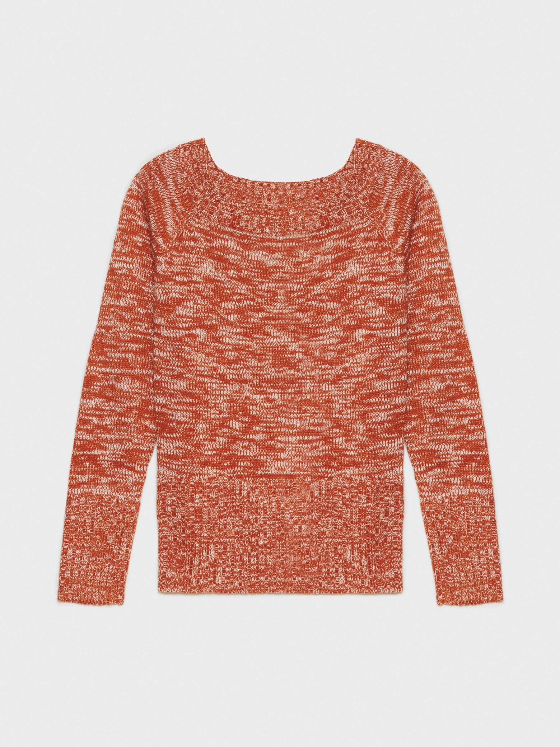 Marbled boat sweater orange middle front view
