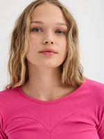 %Pto% Front gathered crop t-shirt fuchsia