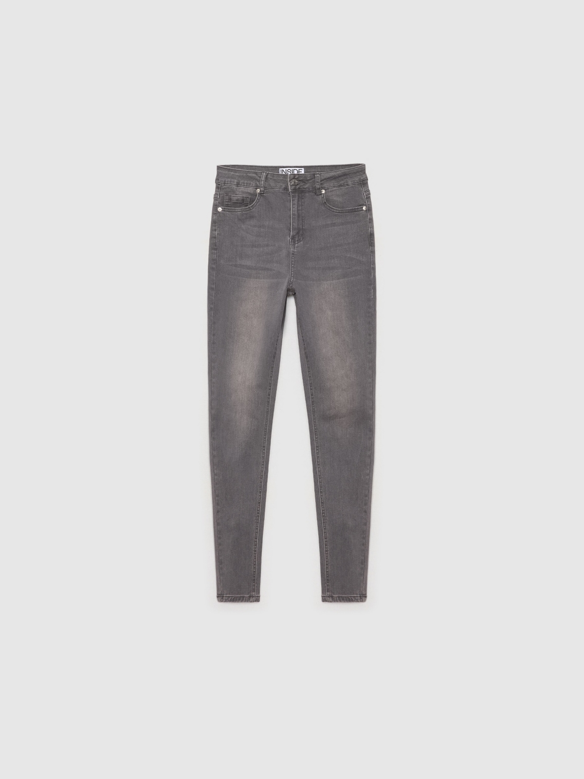  Grey mid-rise jeans light grey front view