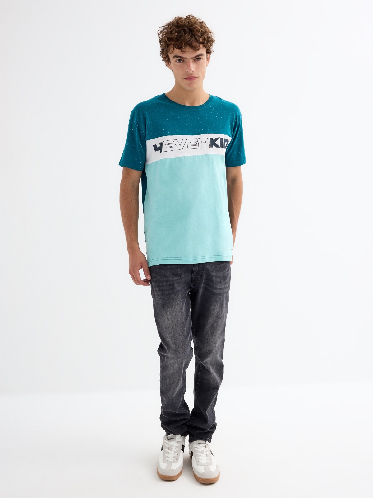 4everkid T-shirt petrol blue front view