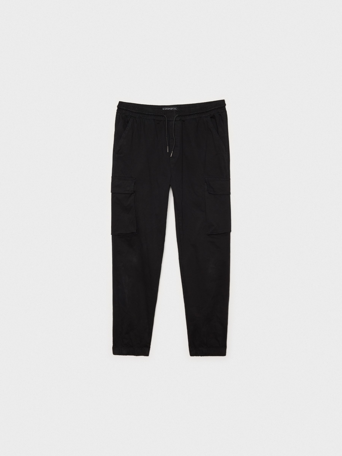 Jogger pants with leg pockets black detail view