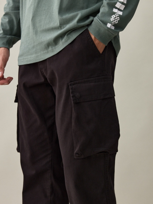  Men's cargo jogger pants black