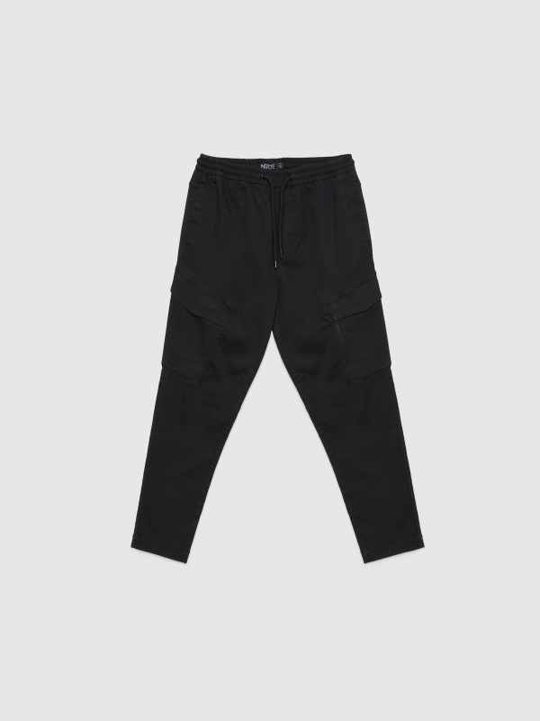 Pantalón jogger cargo hombre negro vista detalle