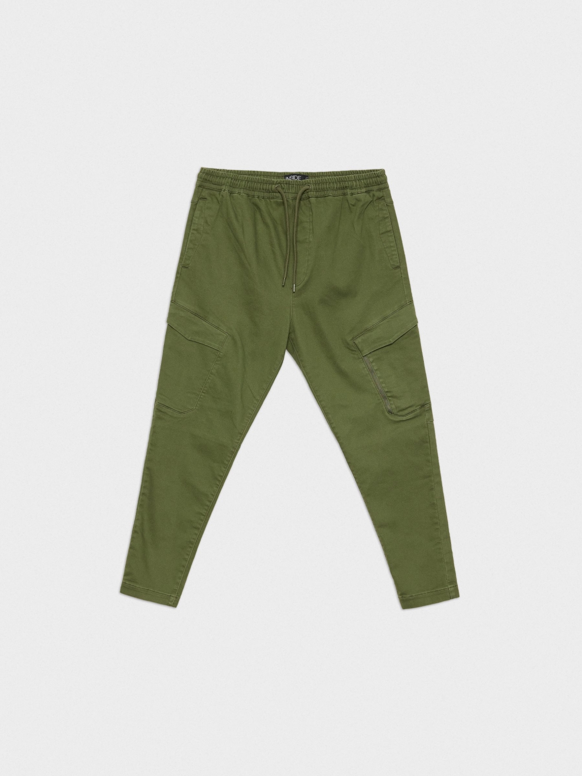 Men's cargo jogger pants green detail view