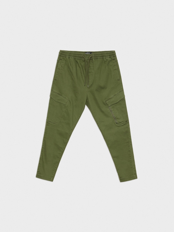 Calças cargo jogger para homem verde vista detalhe