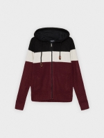 %Pto% Hooded cardigan burgundy front view