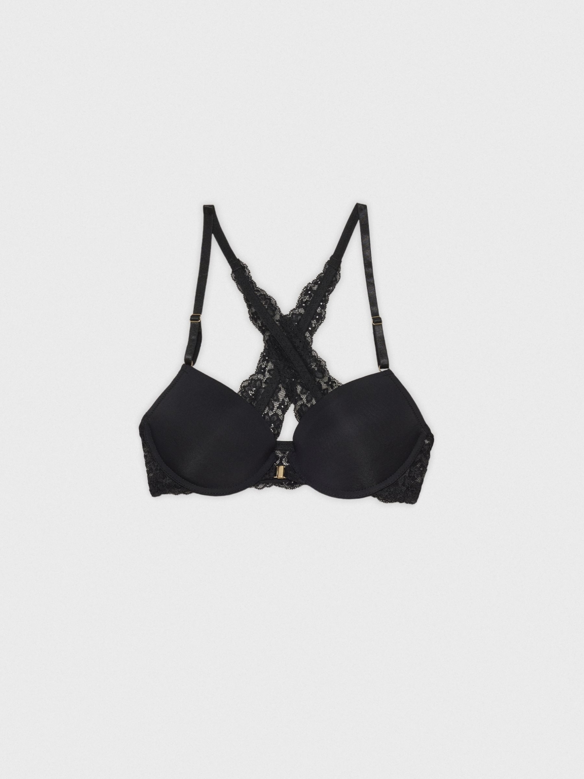 Black lace cross bra black