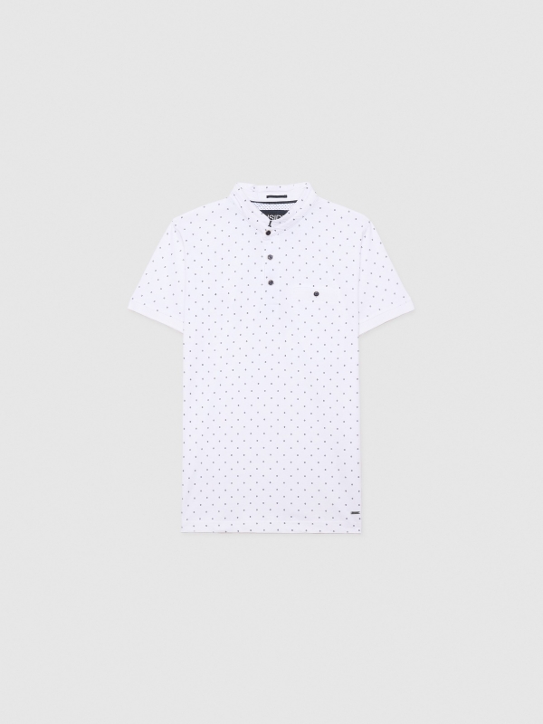  Mandarin collar polo shirt with pocket white