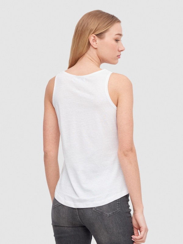 Basic tank t-shirt white middle back view