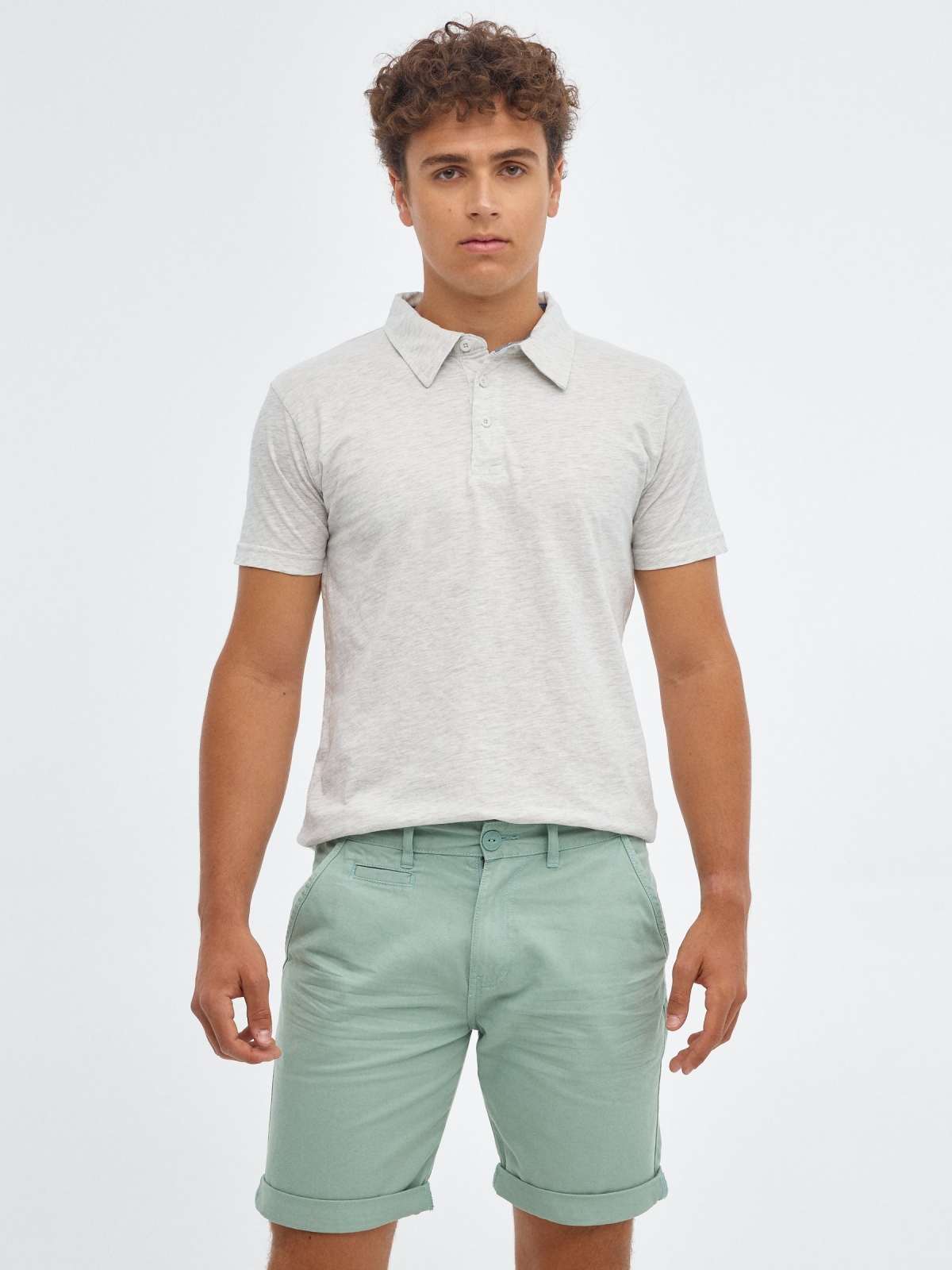 Bermuda shorts with belt green middle front view