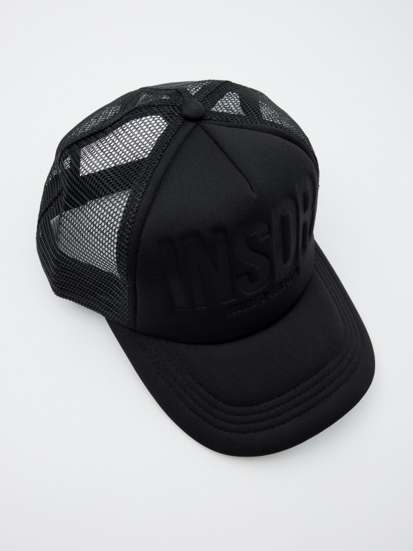 Inside trucker cap black detail view