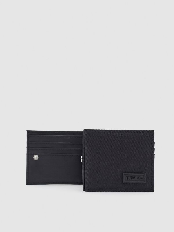 Basic nylon wallet black detail view