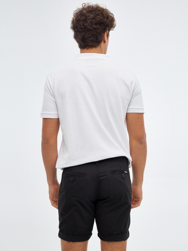 Poplin shorts black middle back view