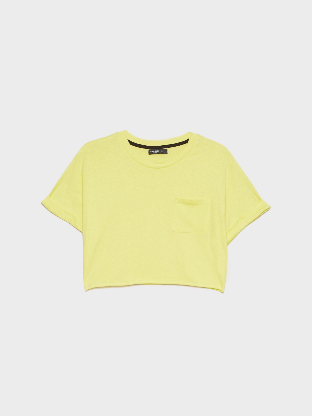  T-shirt básica com top curto amarelo