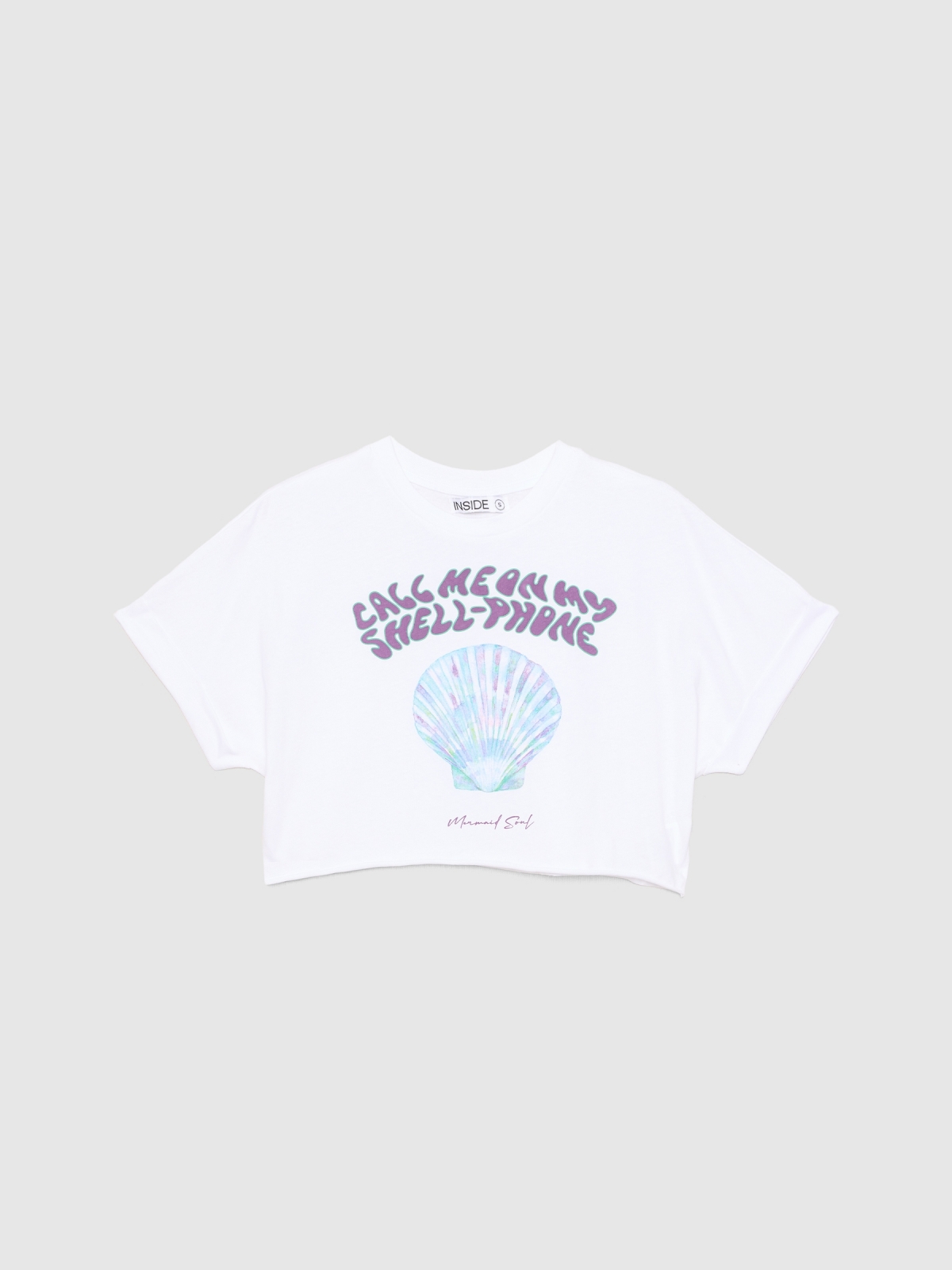  Shell Phone crop T-shirt white