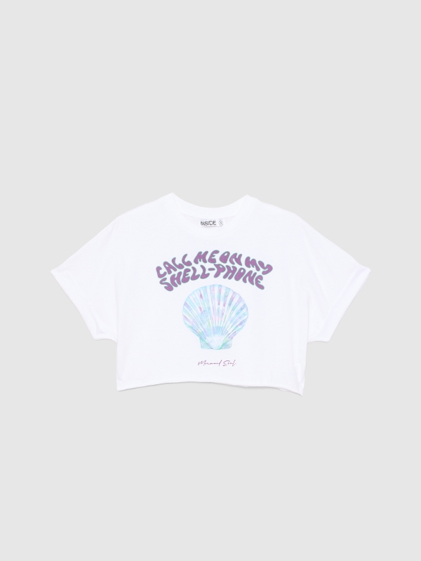  Shell Phone crop T-shirt white