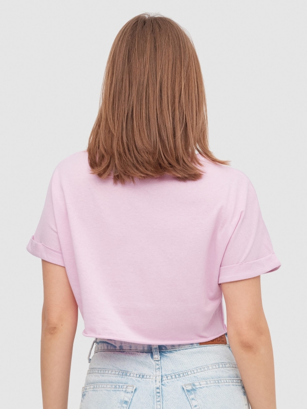 Camiseta crop Paradise magenta vista media trasera