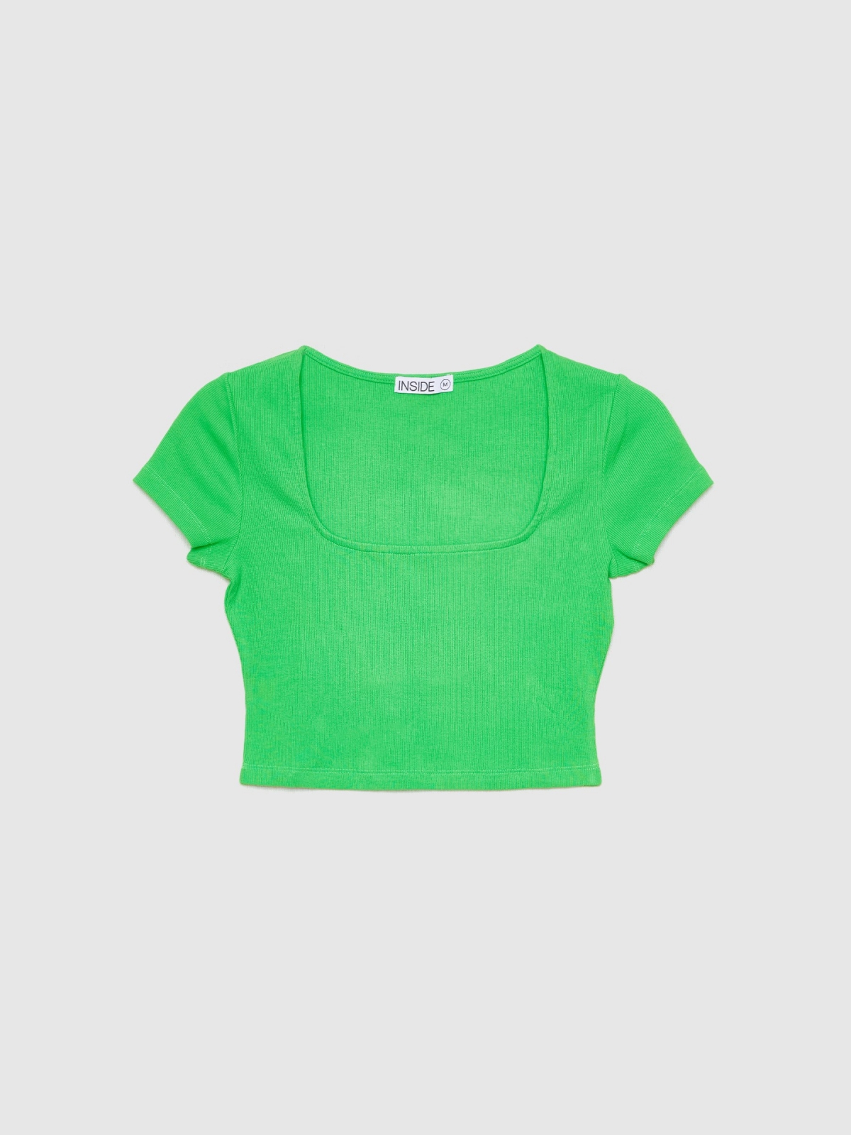  Camiseta crop escote cuadrado menta