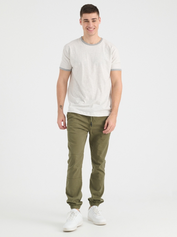 Basic T-shirt contrasts light melange general front view