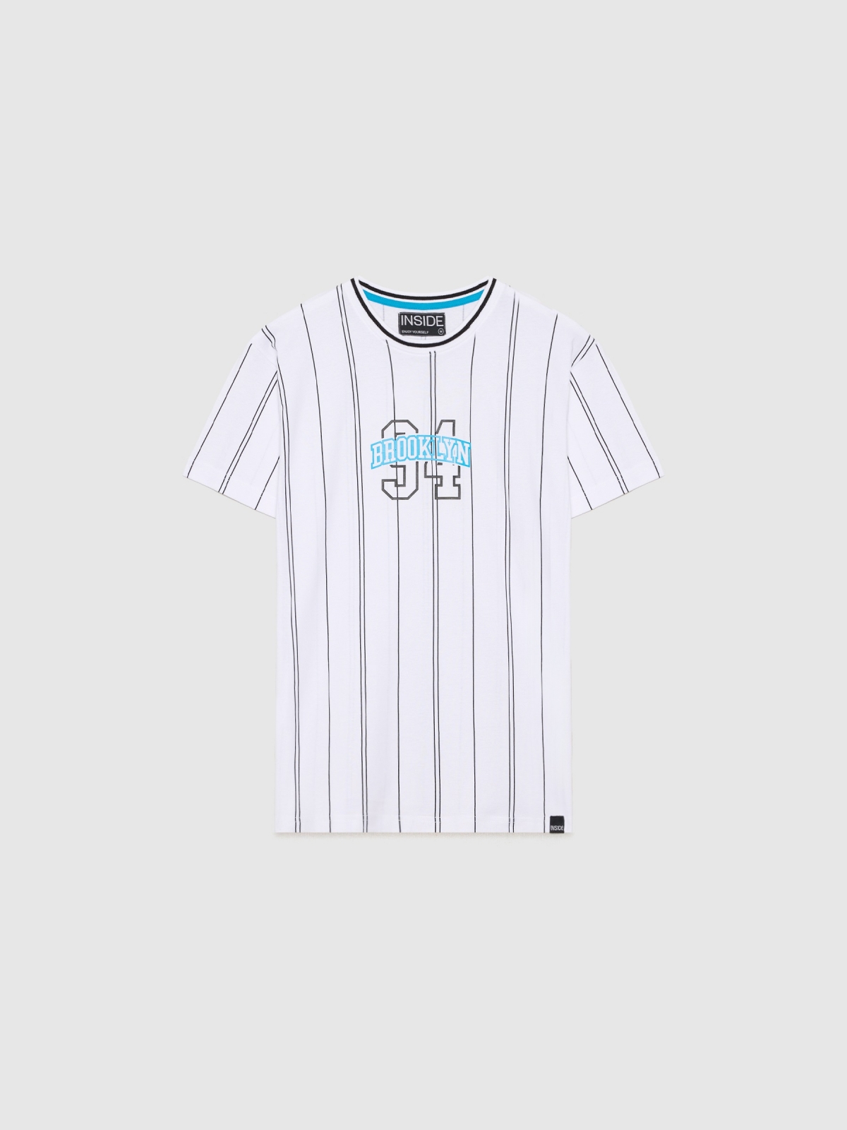T-shirt de basebol branco vista detalhe