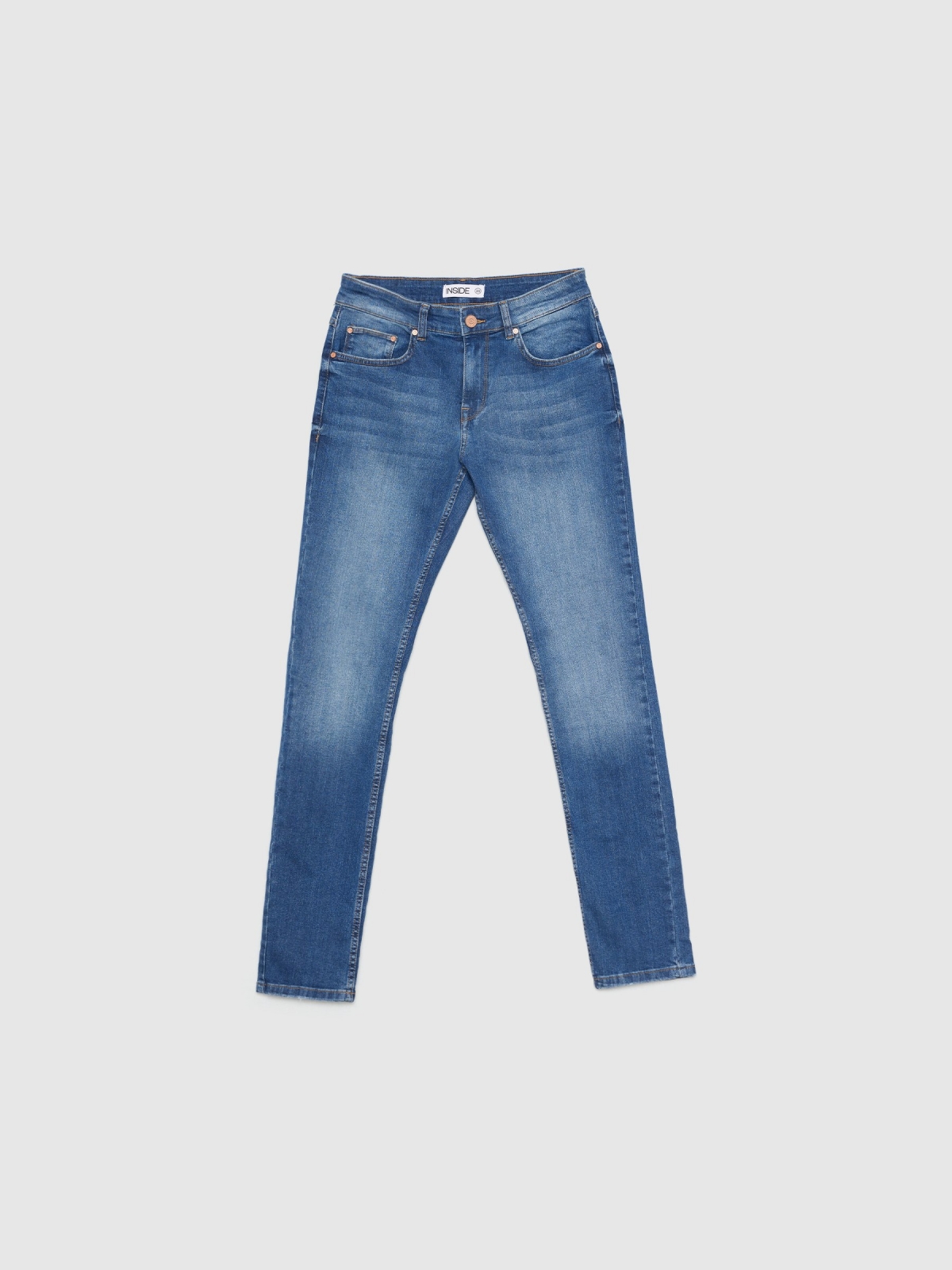  Jeans slim lavados muslo indigo azul