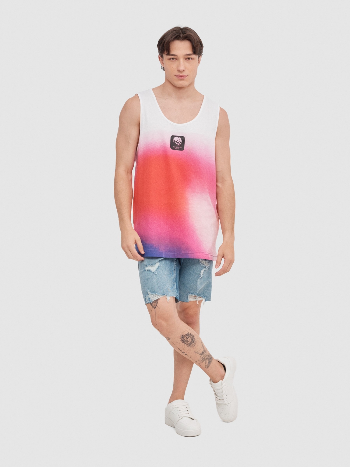 Gradient tank top white front view