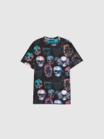 %Pto% Camiseta calavera multicolor negro