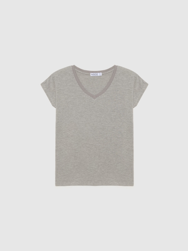  Camiseta sin mangas con cuello de pico gris