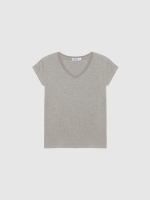%Pto% T-shirt sem mangas com gola em V cinza