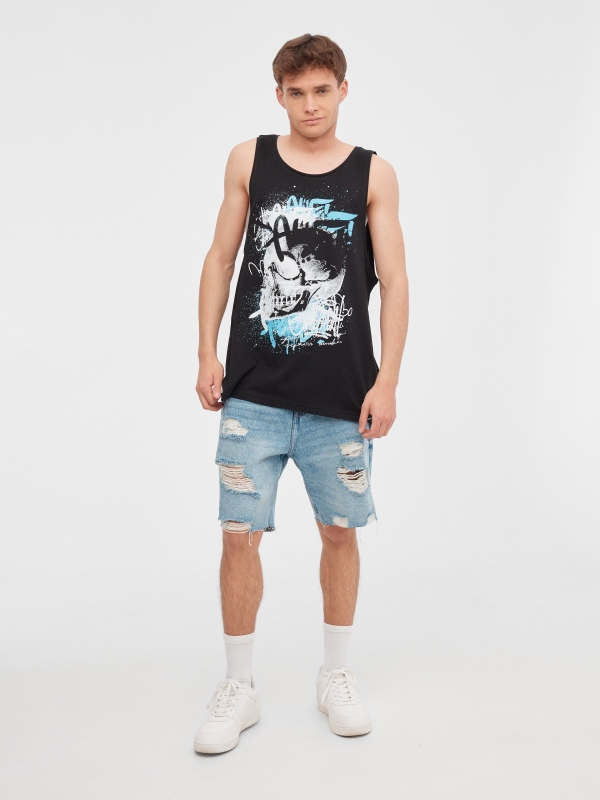 Skull tank top black front view