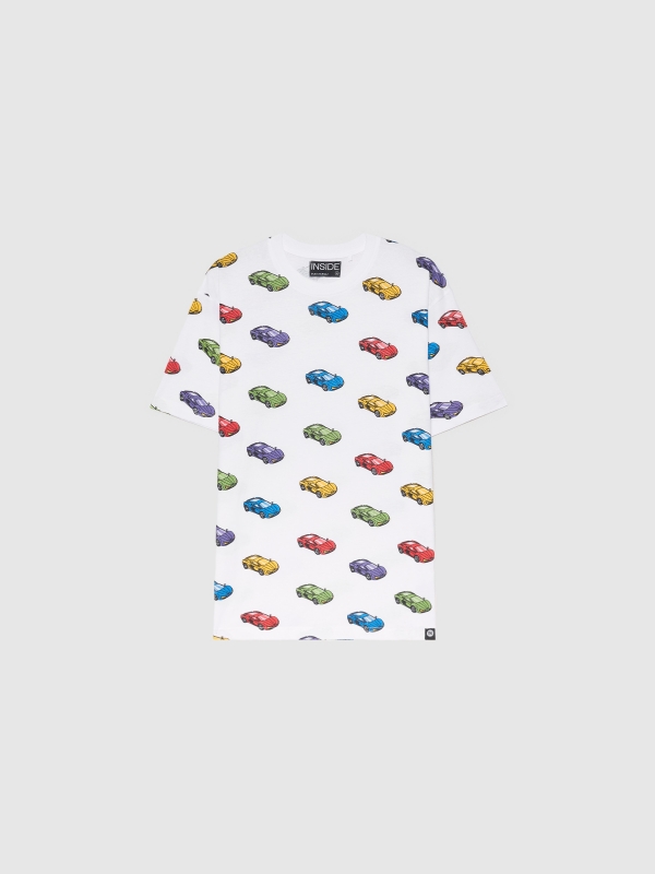  Camiseta oversize coches blanco