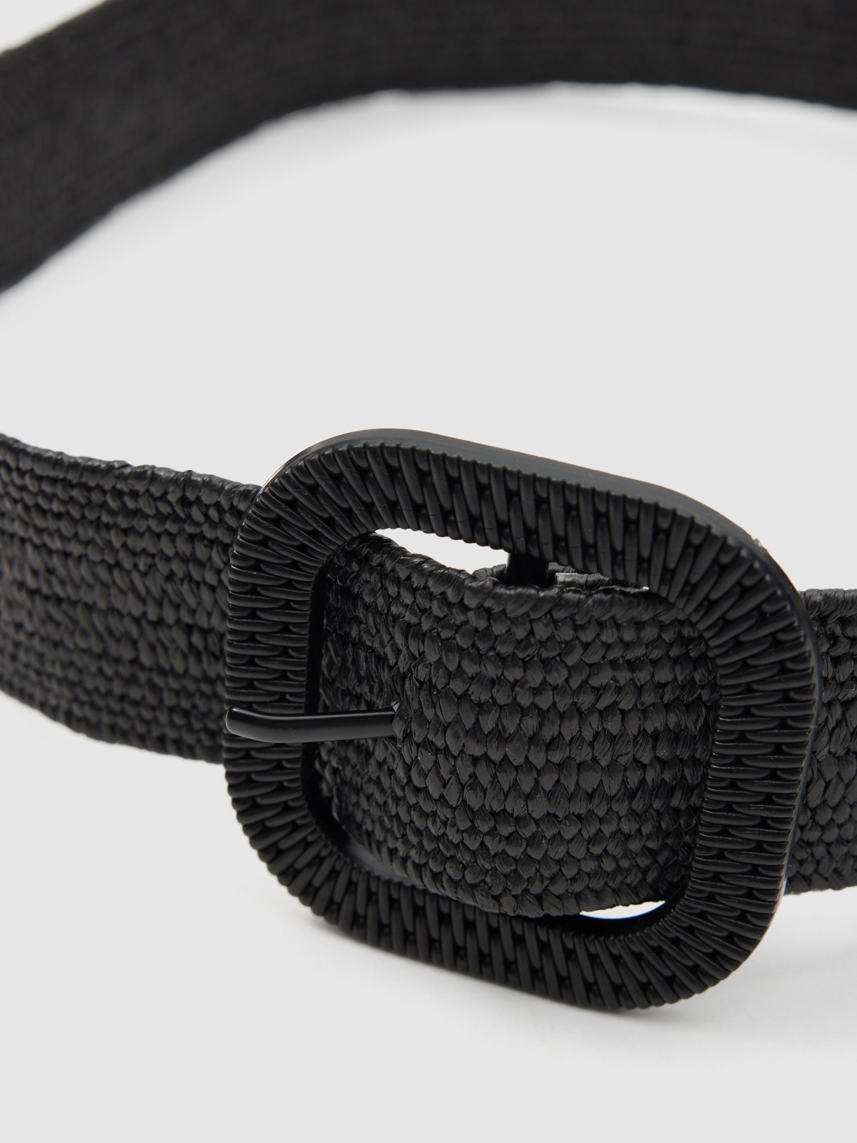 Black raffia belt black detail view