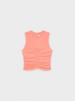 %Pto% T-shirt com pregas coral