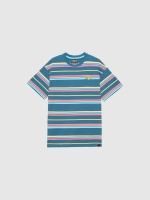 %Pto% T-shirt oversize com riscas coloridas azul petróleo