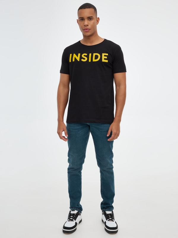 T-shirt básica INSIDE preto vista geral frontal