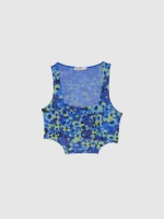 %Pto% Printed tulle corset top blue
