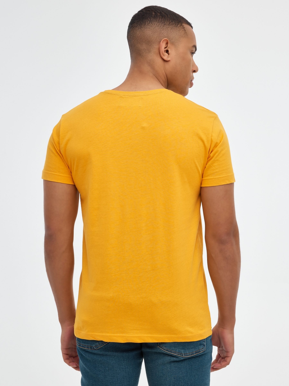 INSIDE basic T-shirt ochre middle back view