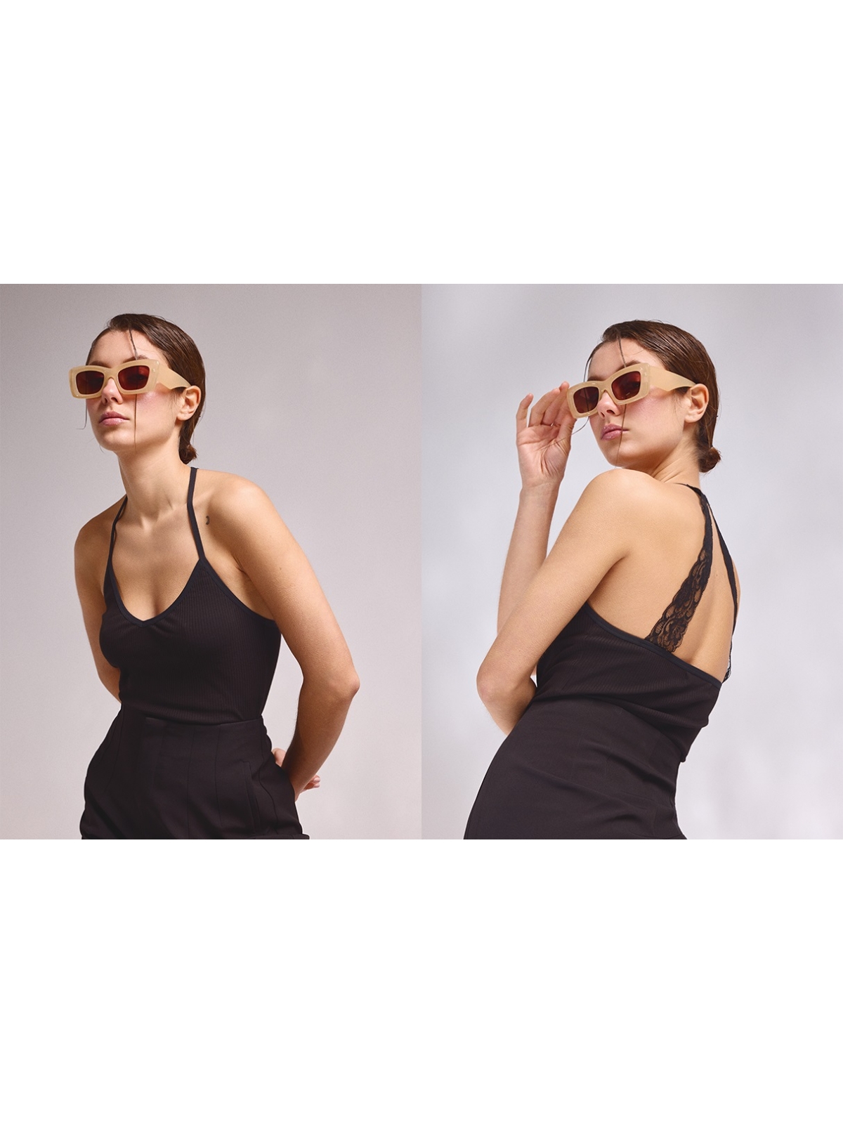 %NewExtra% Rib top with lace straps black