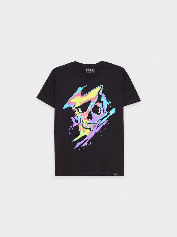  Camiseta calavera diluida negro